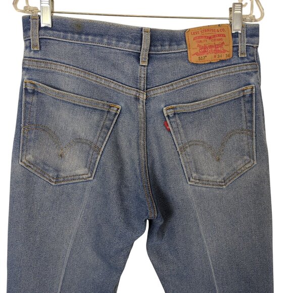 Vintage Y2K Levi’s 517 Boot Cut Jeans Men’s 34‎ x34 Blue Faded Denim - Picture 4 of 16